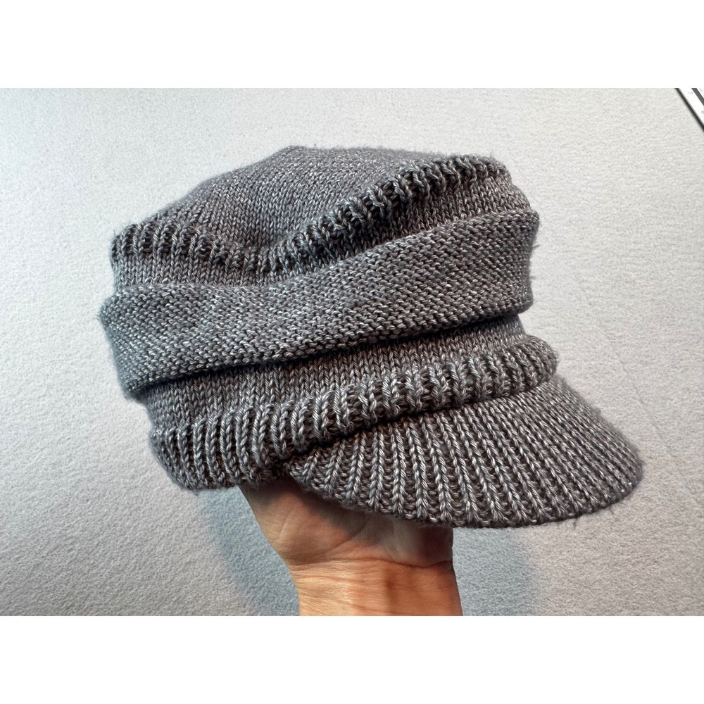 Adidas Climawarm Gray Knit Visor Beanie Fleece Lined Winter Hat Newsboy Hat
